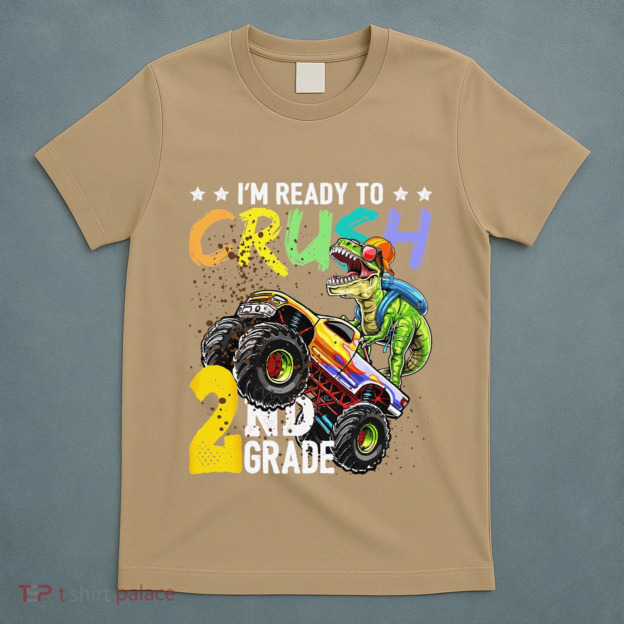 Crush 2nd Grade Dinosaur Monster Truck Back To School T-Shirt