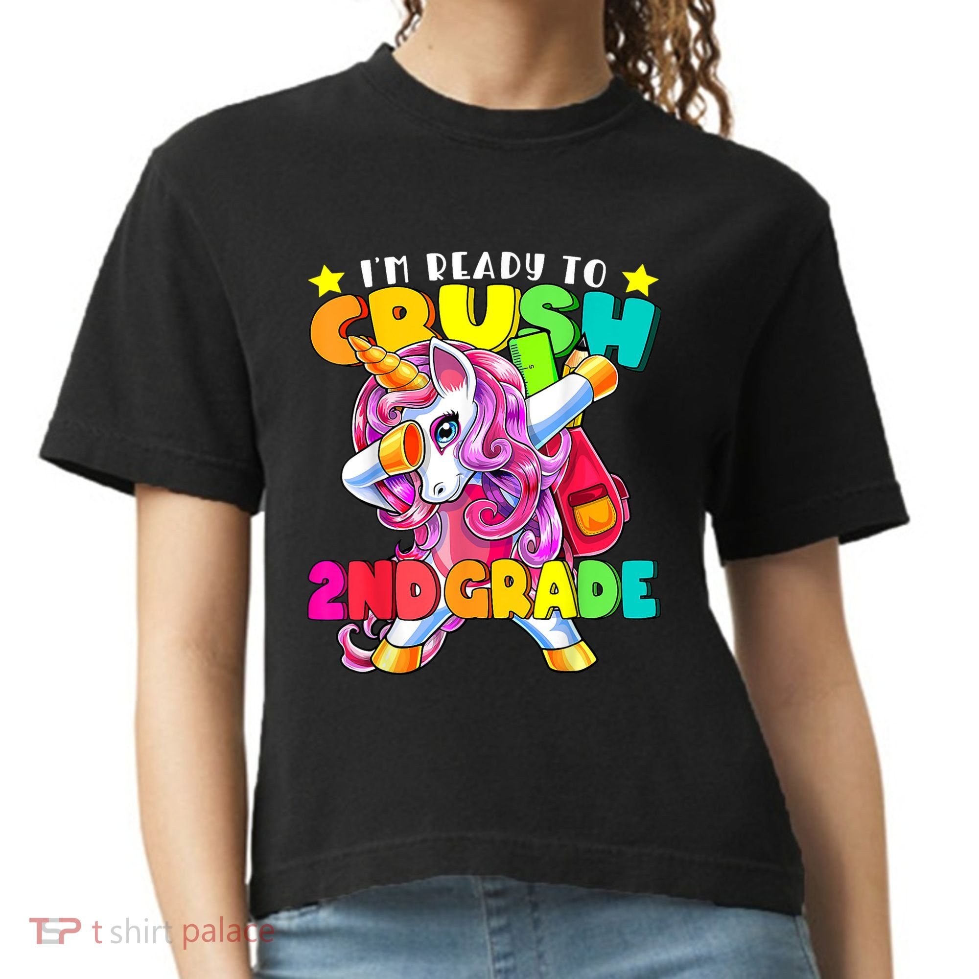 Crush 2nd Grade Dabbing Unicorn Back To School Girl Gift Comfort Colors Boxy T-Shirt