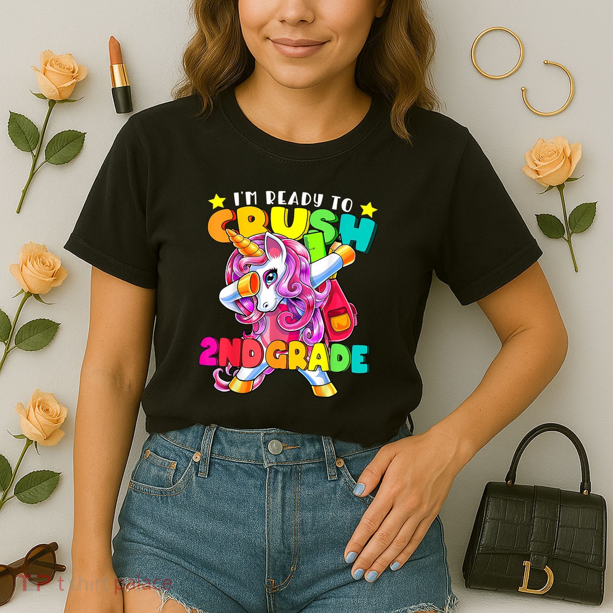 Crush 2nd Grade Dabbing Unicorn Back To School Girl Gift Comfort Colors Boxy T-Shirt
