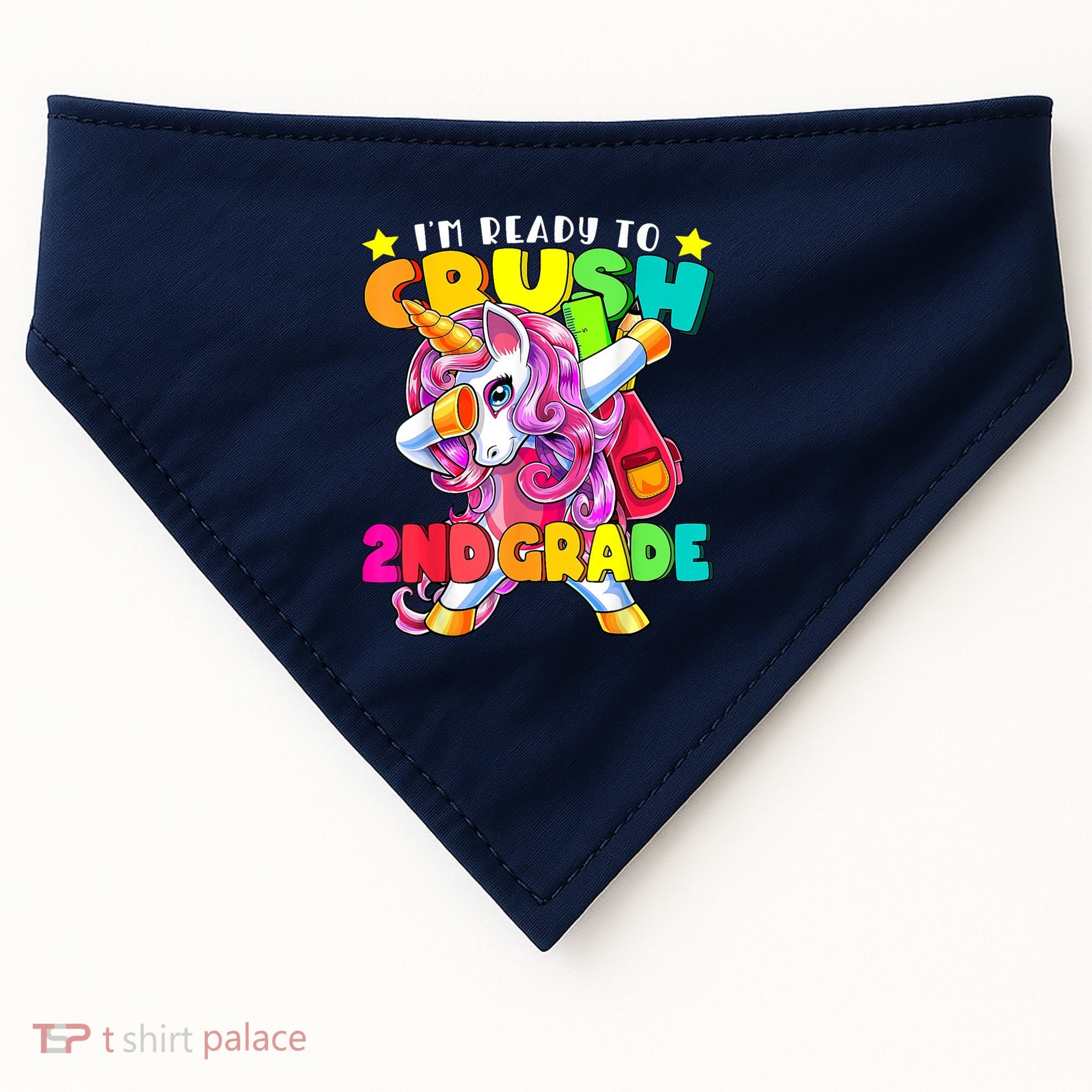 Crush 2nd Grade Dabbing Unicorn Back To School Girl Gift USA-Made Doggie Bandana