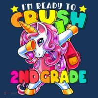 Crush 2nd Grade Dabbing Unicorn Back To School Girl Gift Long Sleeve Shirt thumb 2