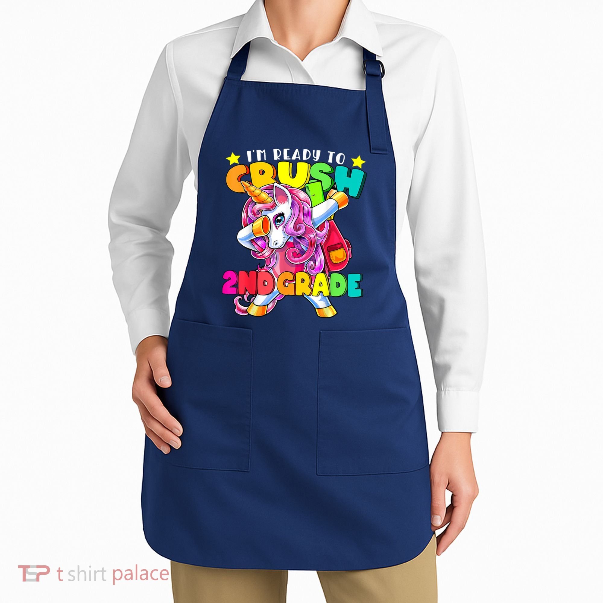 Crush 2nd Grade Dabbing Unicorn Back To School Girl Gift Apron