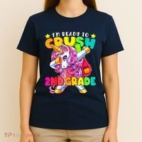 Crush 2nd Grade Dabbing Unicorn Back To School Girl Gift T-Shirt thumb 4