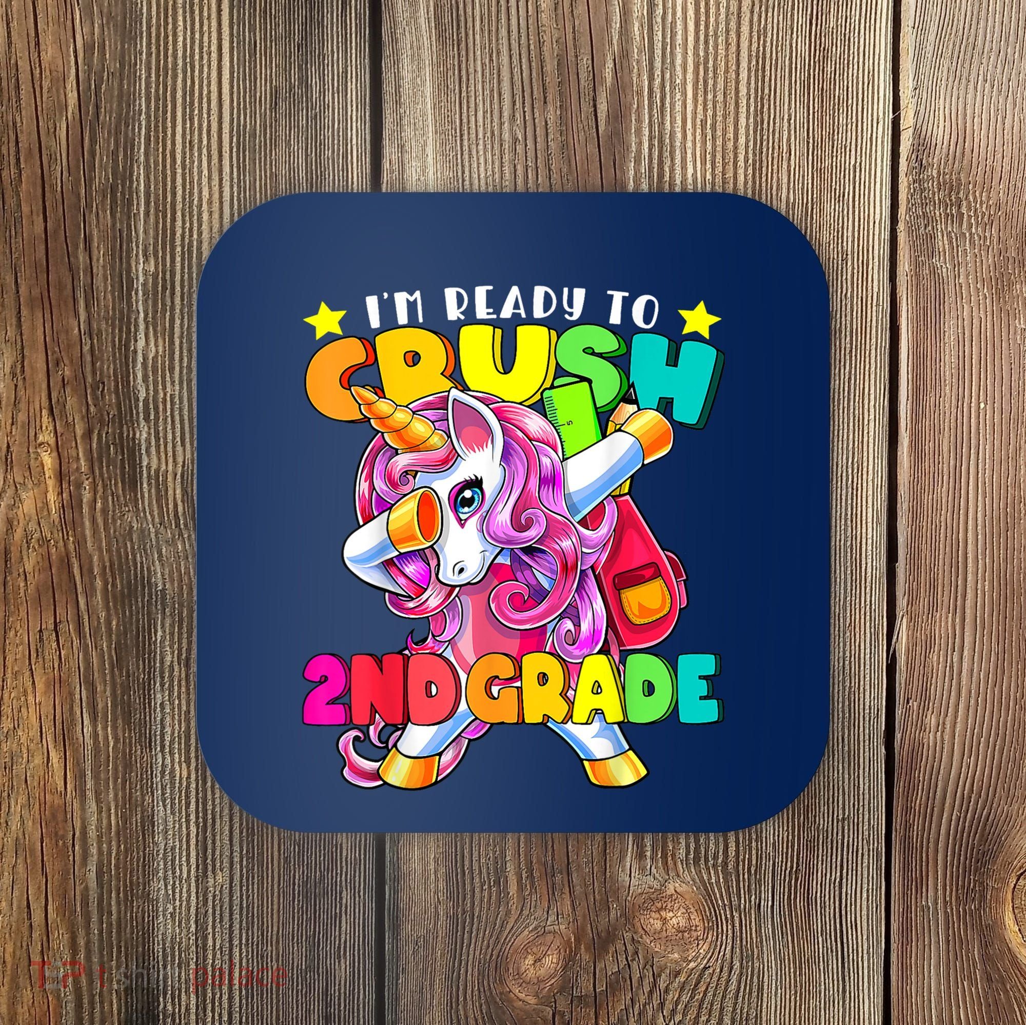 Crush 2nd Grade Dabbing Unicorn Back To School Girl Gift Coaster