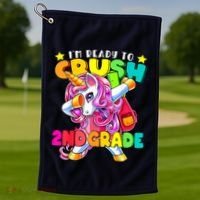 Crush 2nd Grade Dabbing Unicorn Back To School Girl Gift Golf Towel thumb 1