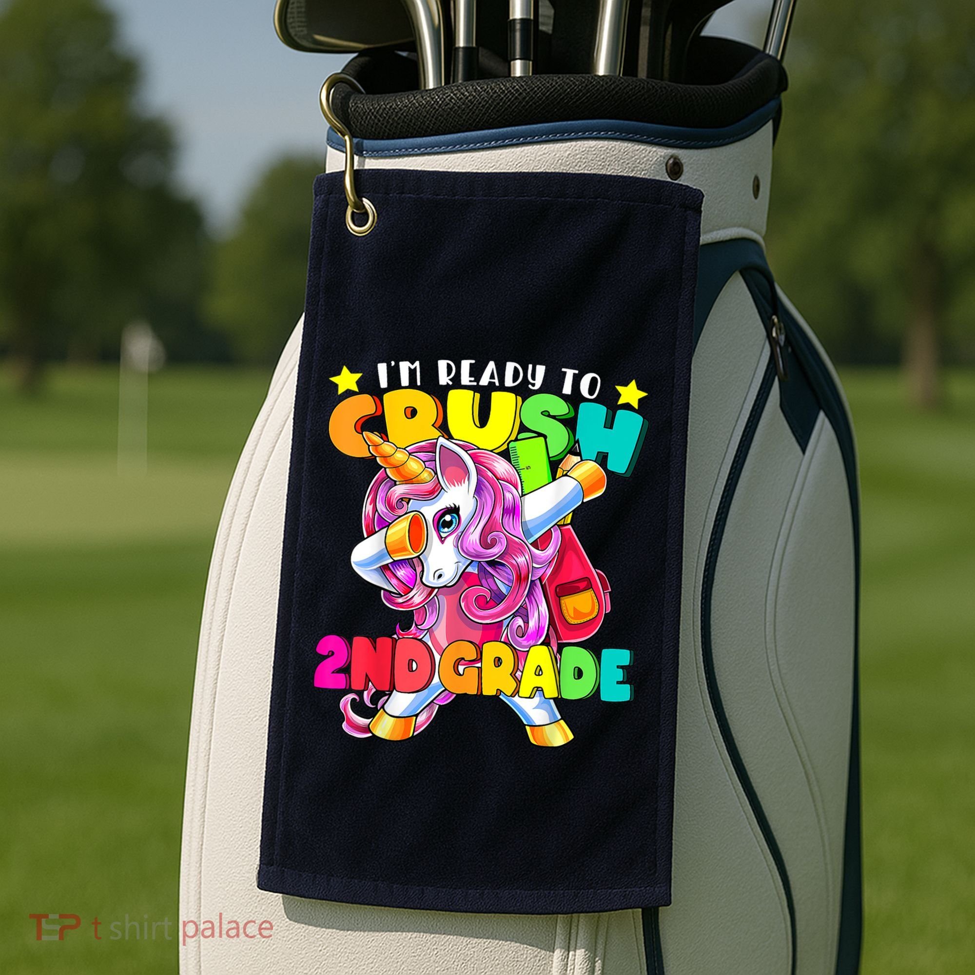 Crush 2nd Grade Dabbing Unicorn Back To School Girl Gift Golf Towel