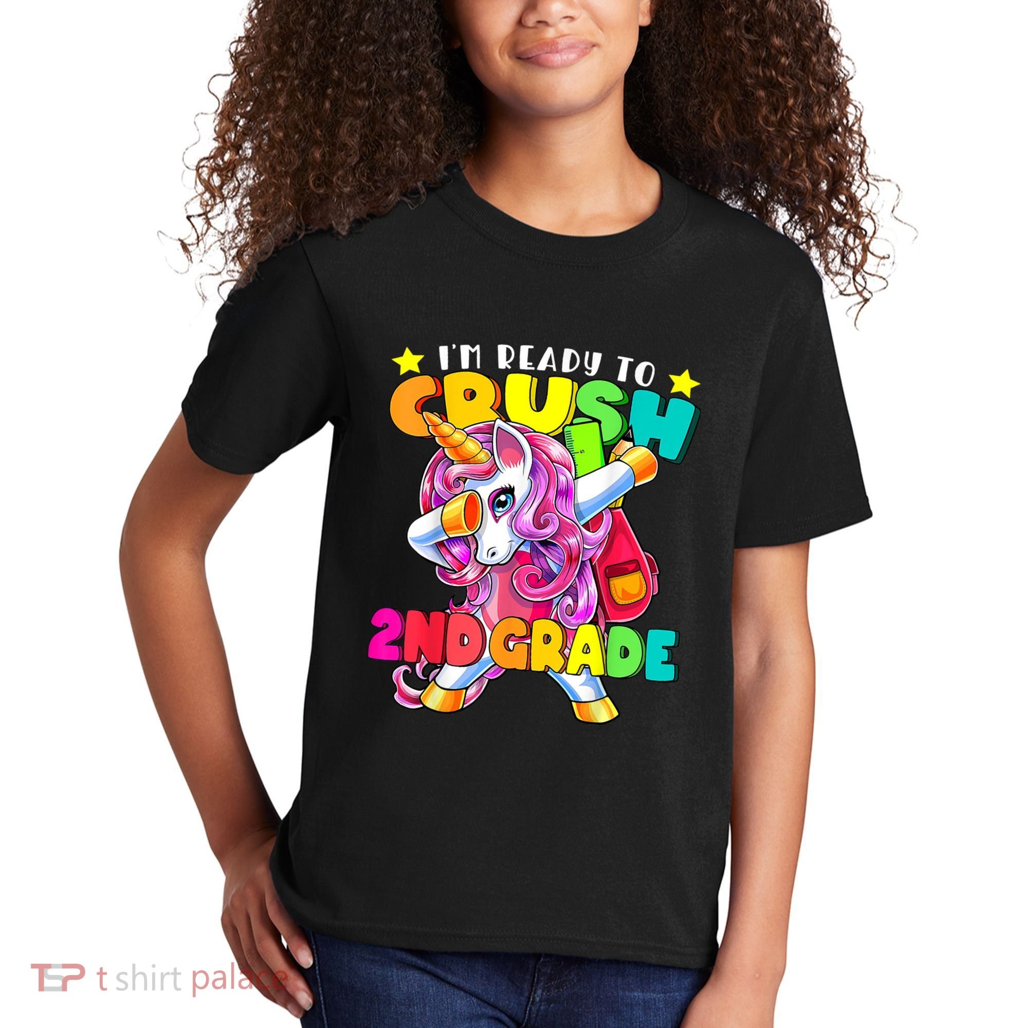 Crush 2nd Grade Dabbing Unicorn Back To School Girl Gift Kids T-Shirt