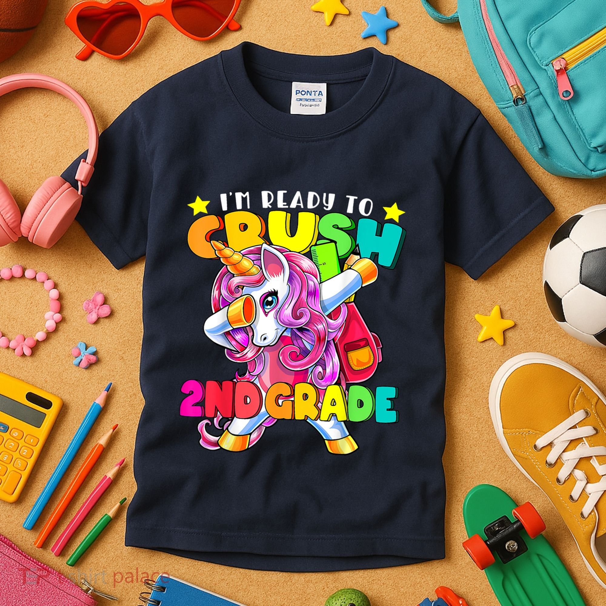 Crush 2nd Grade Dabbing Unicorn Back To School Girl Gift Kids T-Shirt