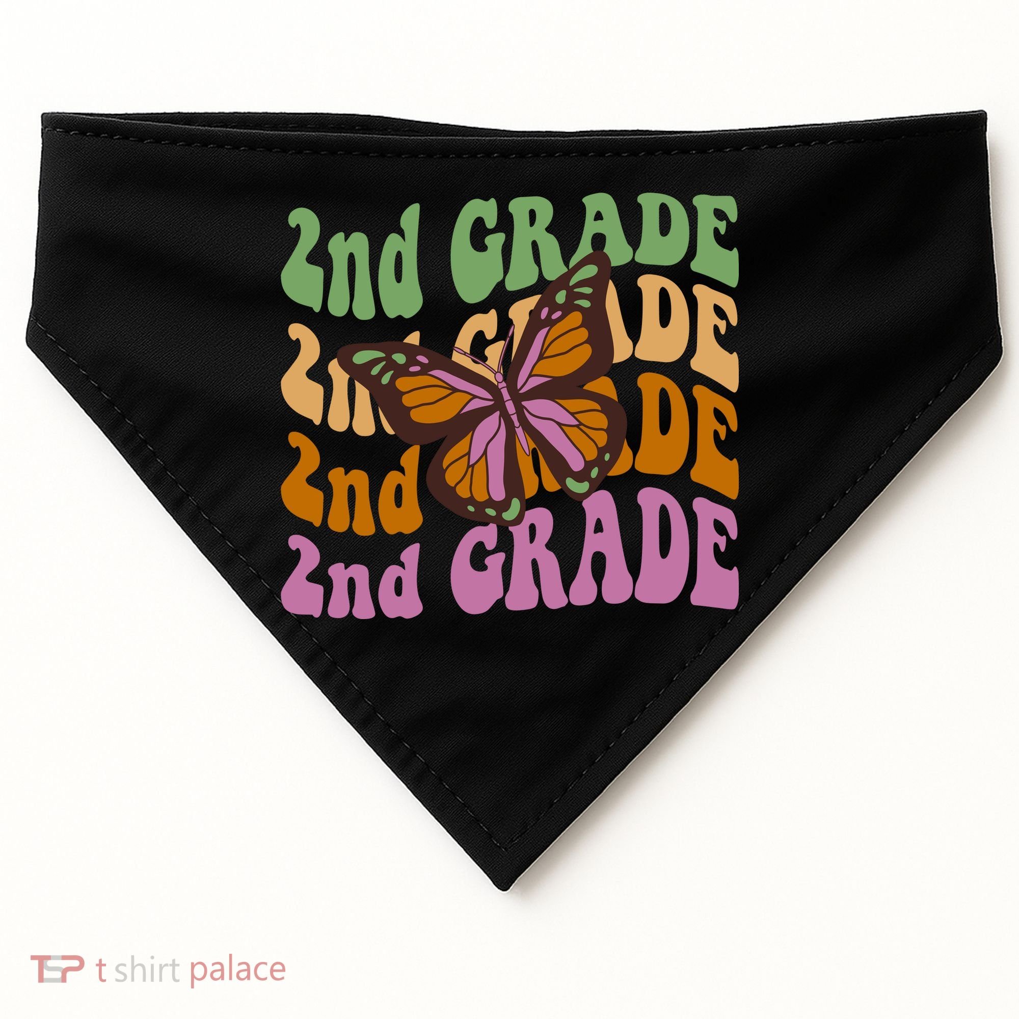 Cute 2nd Grade Butterfly USA-Made Doggie Bandana