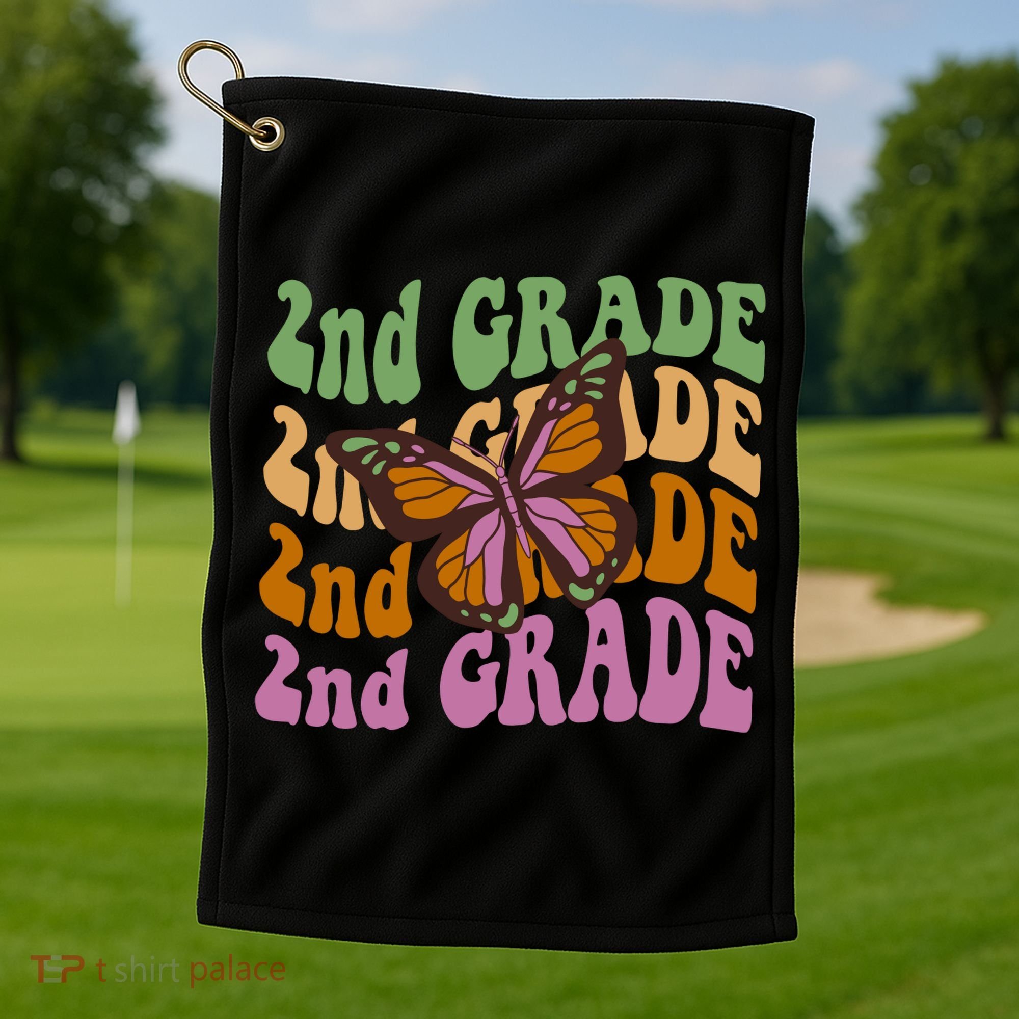 Cute 2nd Grade Butterfly Golf Towel