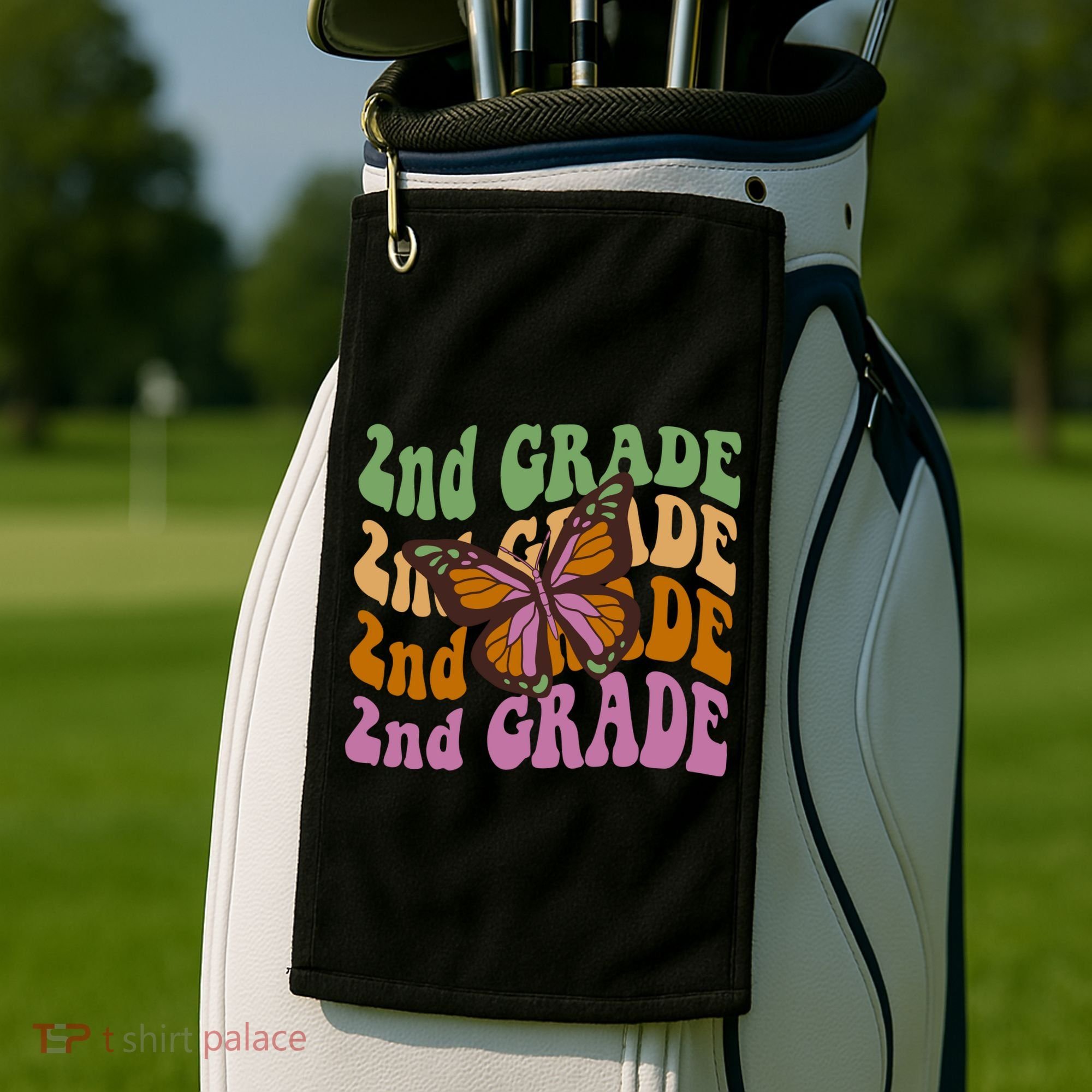 Cute 2nd Grade Butterfly Golf Towel