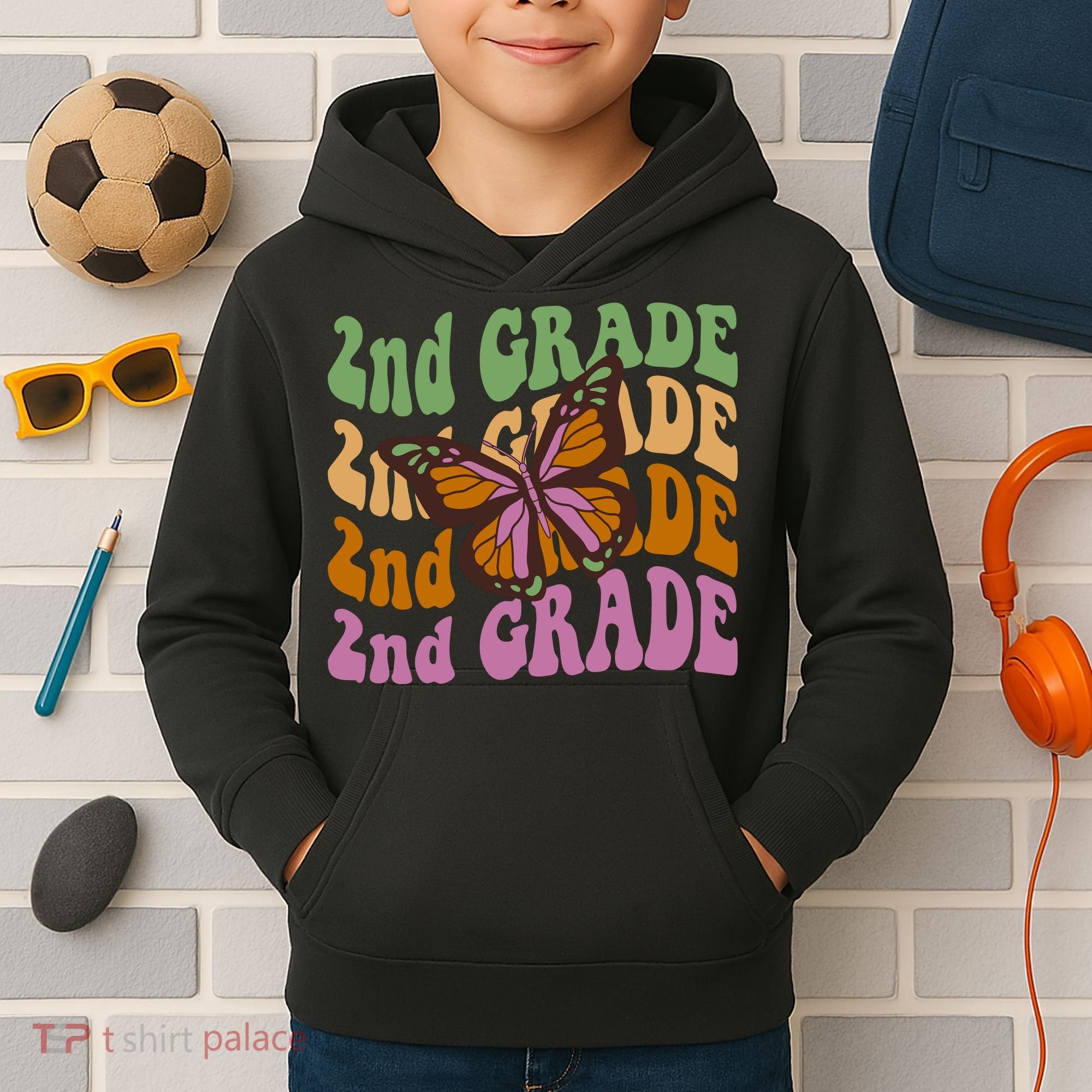 Cute 2nd Grade Butterfly Kids Hoodie