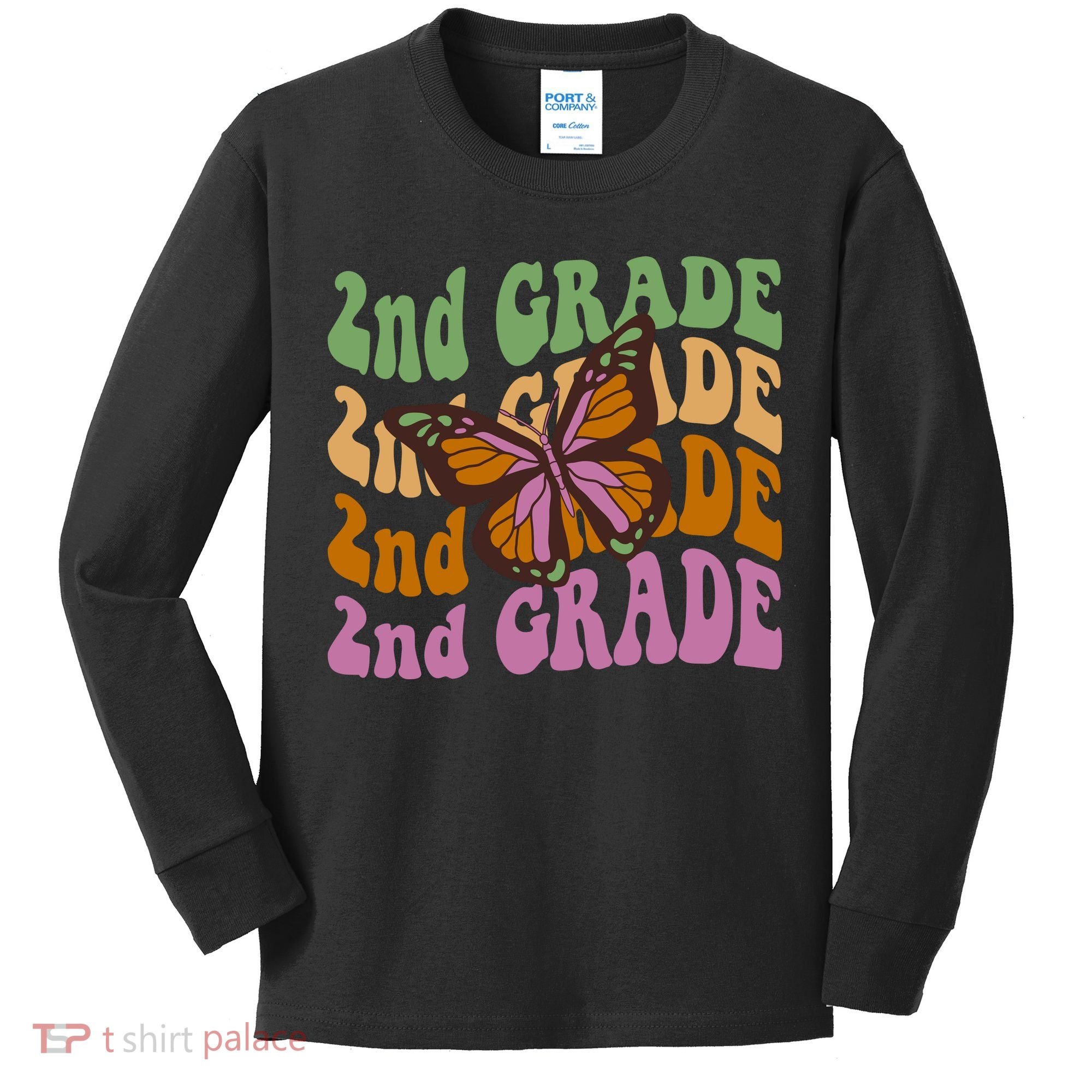 Cute 2nd Grade Butterfly Kids Long Sleeve Shirt