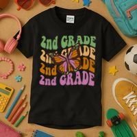 Cute 2nd Grade Butterfly Kids T-Shirt thumb 3