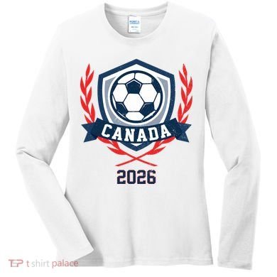 Canada 2026 Vintage Soccer Crest Women's Long Sleeve Shirt
