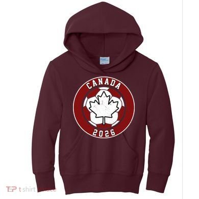 Canada 2026 Vintage Soccer Emblem Kids Hoodie