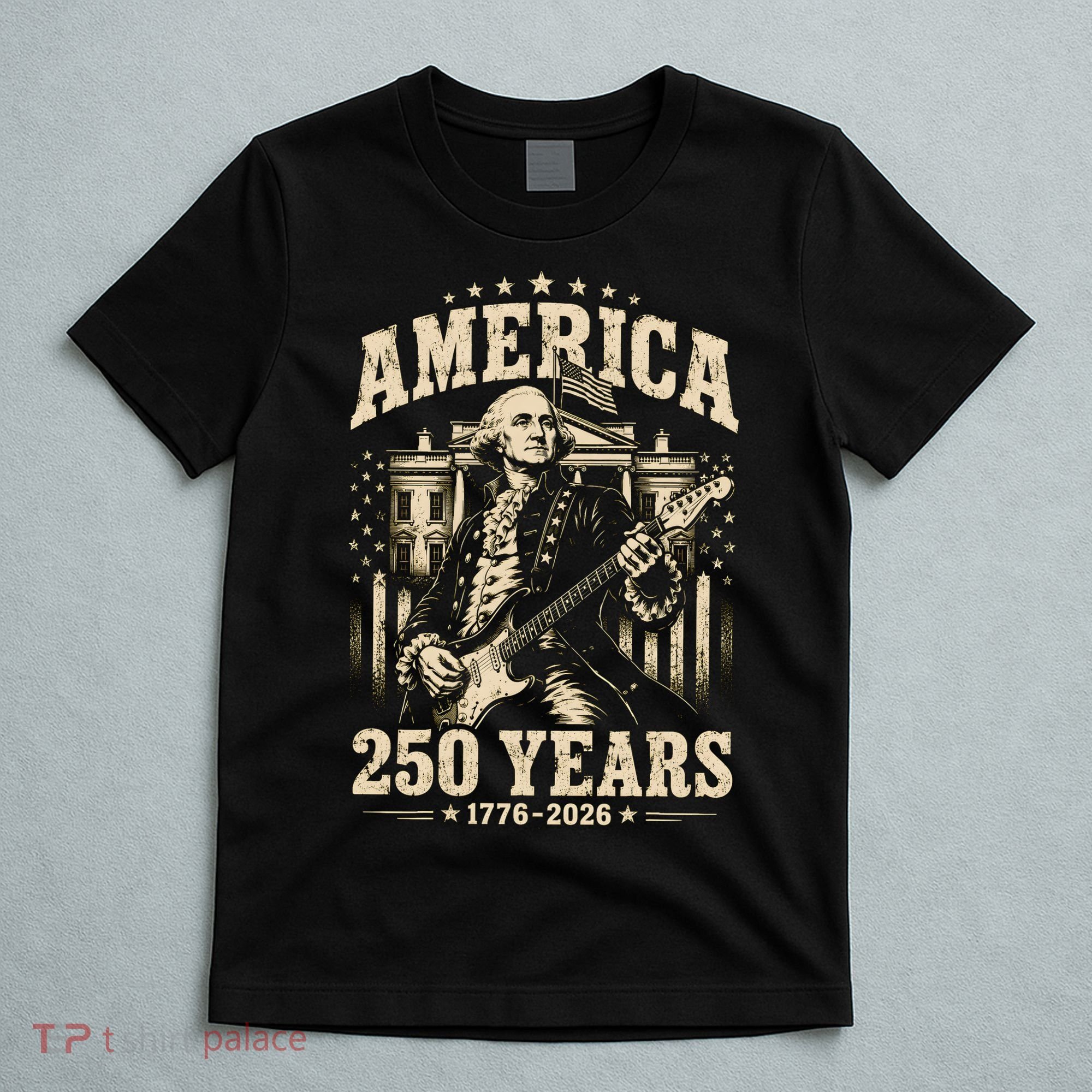 Celebrate 250 Years Of America George Washington Rocking Out T-Shirt