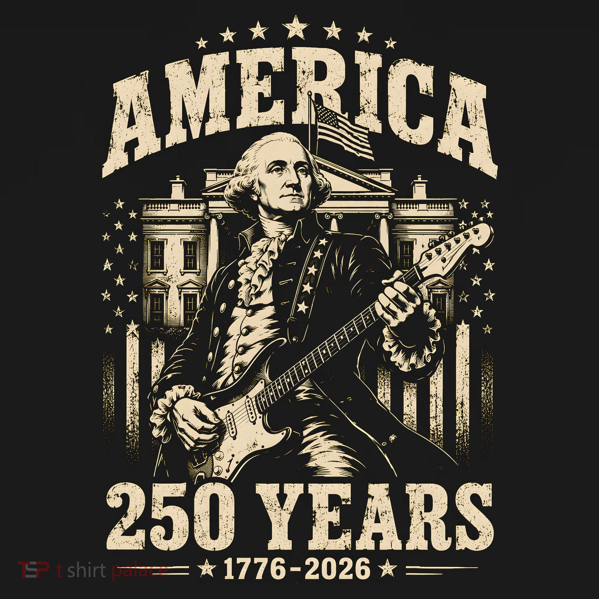 Celebrate 250 Years Of America George Washington Rocking Out T-Shirt