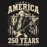 Celebrate 250 Years Of America George Washington Rocking Out Women's Hoodie thumb 2