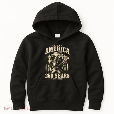 Celebrate 250 Years Of America George Washington Rocking Out Kids Hoodie