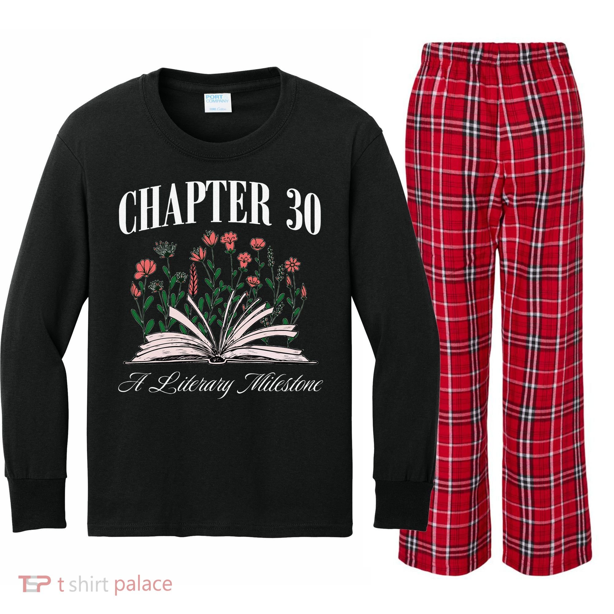 Chapter 30 A Literary Milestone Book Lover Hello 30 Gift Kids Long Sleeve Plaid Pajama Set