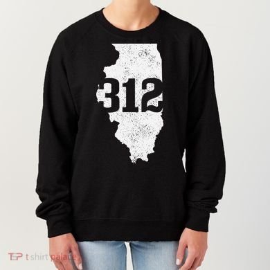 Chicago 312 Area Code Illinois Map State Pride Vintage Women's Sweatshirt