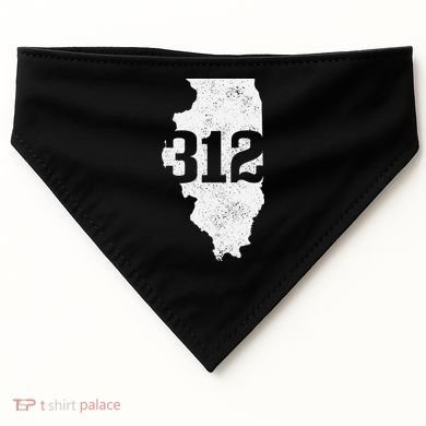 Chicago 312 Area Code Illinois Map State Pride Vintage USA-Made Doggie Bandana