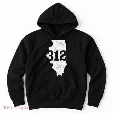 Chicago 312 Area Code Illinois Map State Pride Vintage Hoodie