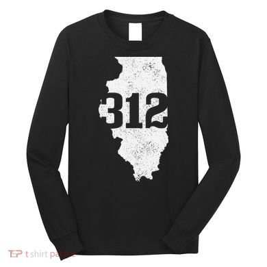 Chicago 312 Area Code Illinois Map State Pride Vintage Long Sleeve Shirt