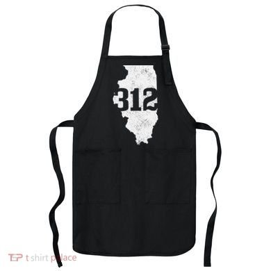 Chicago 312 Area Code Illinois Map State Pride Vintage Apron