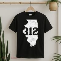 Chicago 312 Area Code Illinois Map State Pride Vintage T-Shirt thumb 2