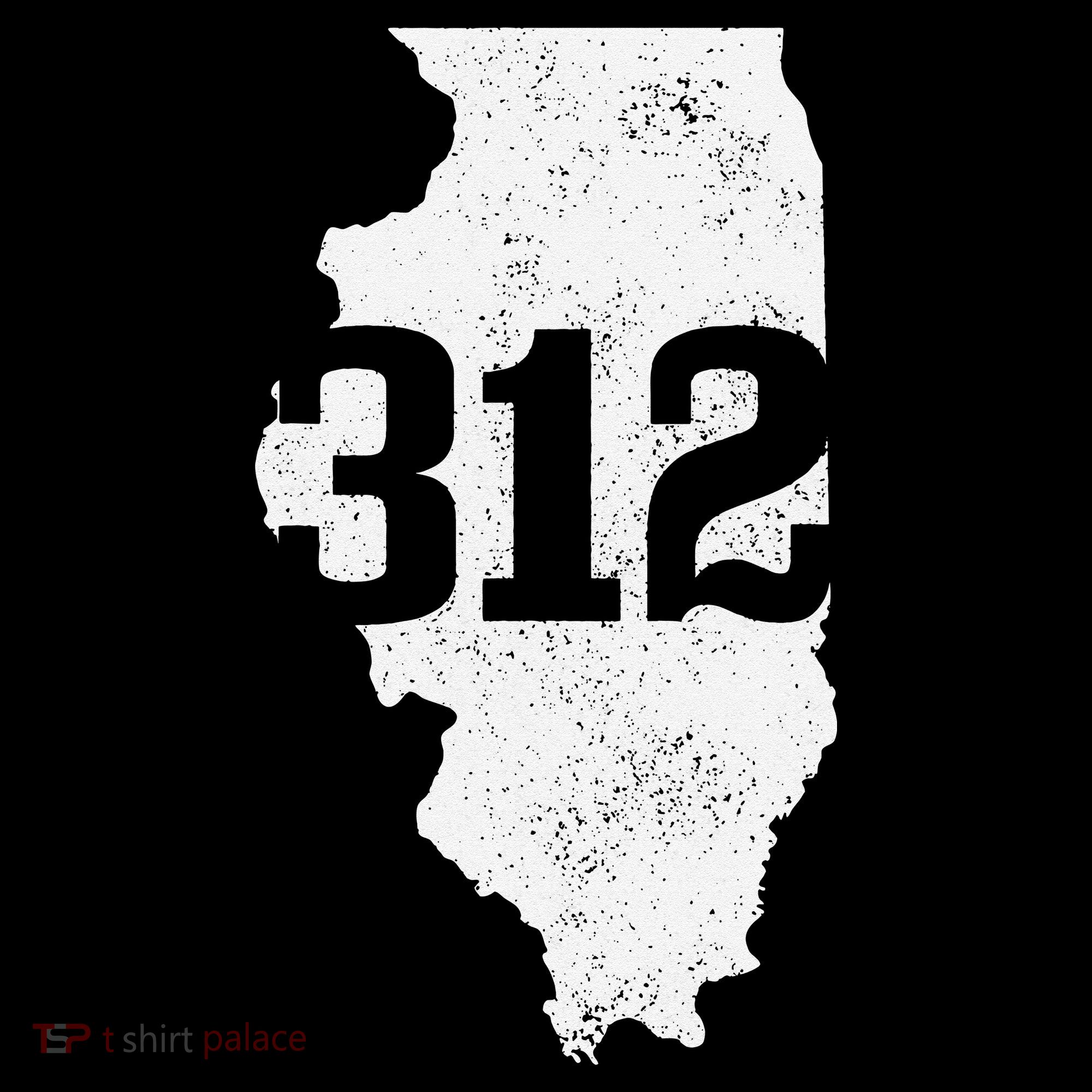 Chicago 312 Area Code Illinois Map State Pride Vintage T-Shirt