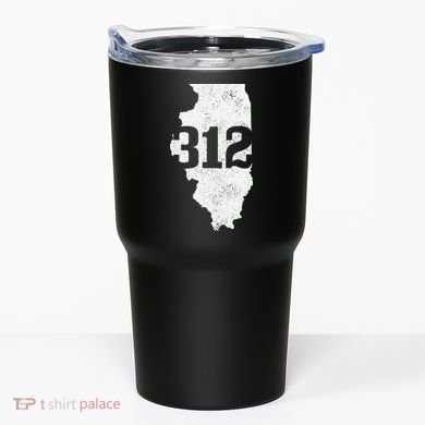Chicago 312 Area Code Illinois Map State Pride Vintage Tumbler