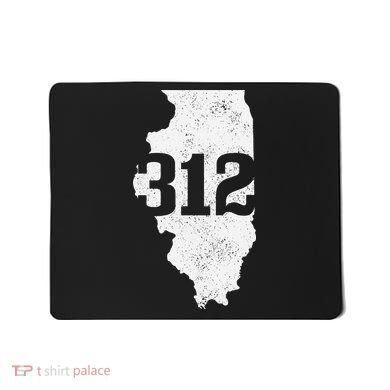 Chicago 312 Area Code Illinois Map State Pride Vintage Mousepad