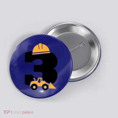  3rd Birthday Construction Gift For Birthday Boy Button