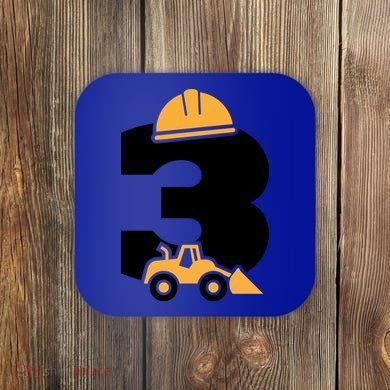  3rd Birthday Construction Gift For Birthday Boy Coaster