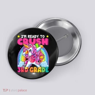 Crush 3rd Grade Dabbing Unicorn Back To School Girl Gift Button