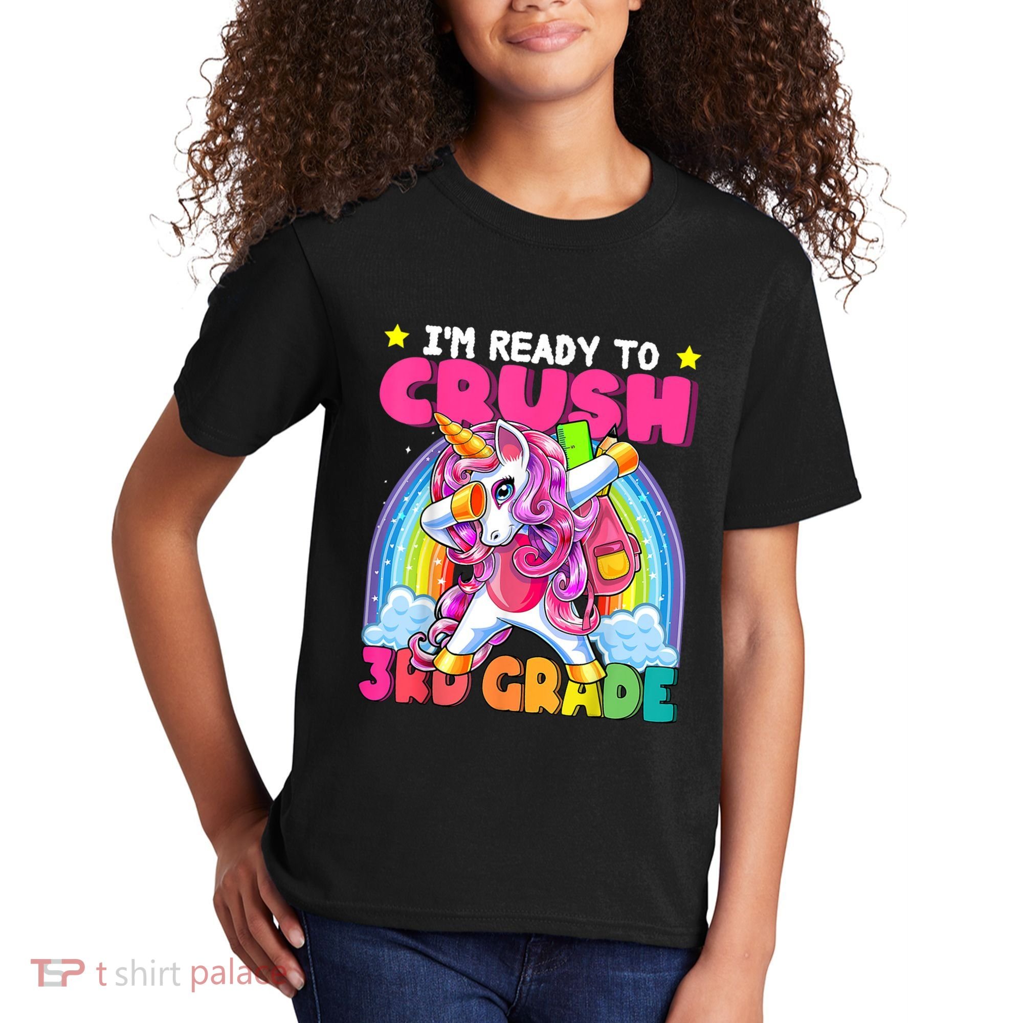 Crush 3rd Grade Dabbing Unicorn Back To School Girl Gift Kids T-Shirt