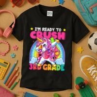 Crush 3rd Grade Dabbing Unicorn Back To School Girl Gift Kids T-Shirt thumb 3