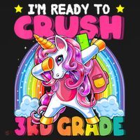 Crush 3rd Grade Dabbing Unicorn Back To School Girl Gift Kids T-Shirt thumb 4