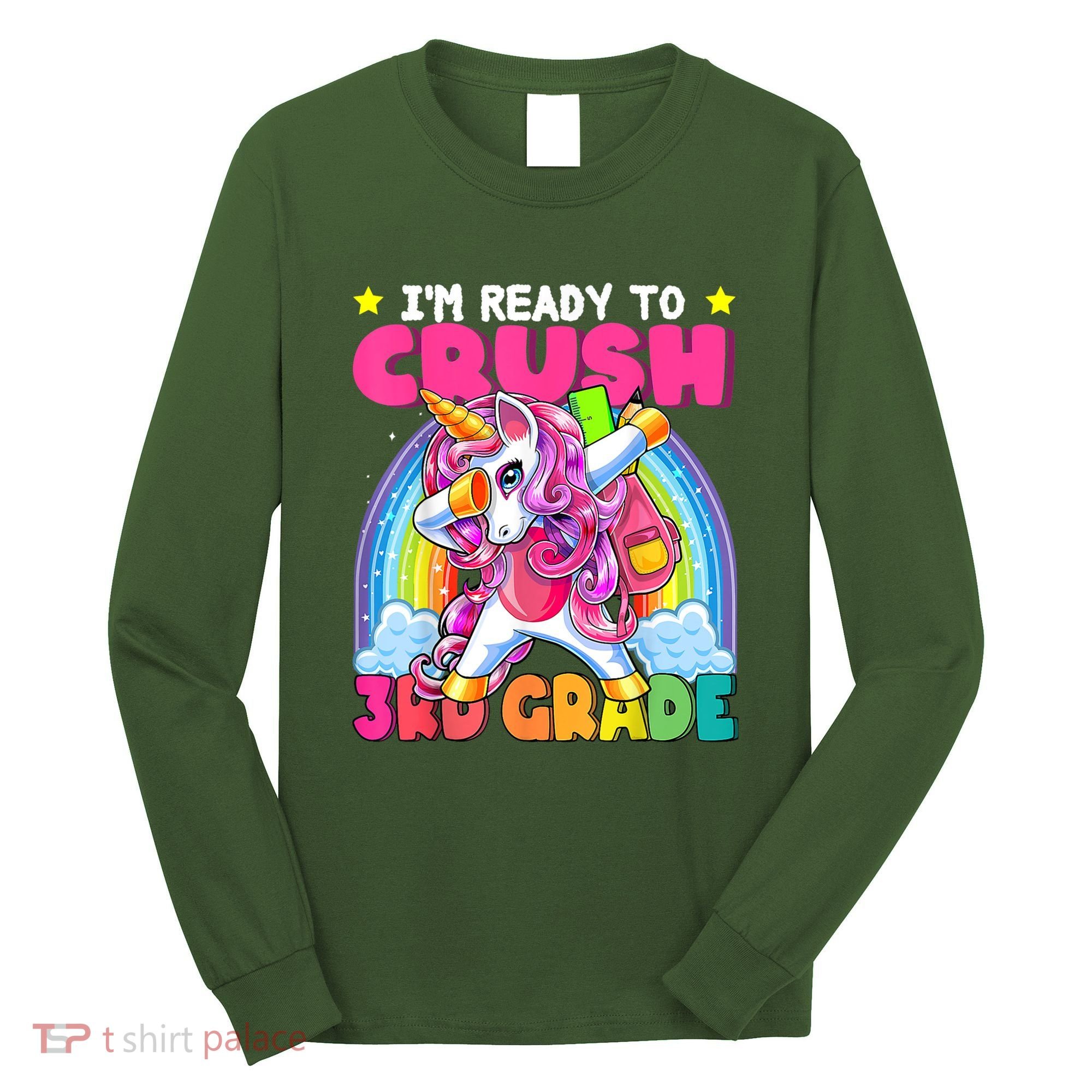 Crush 3rd Grade Dabbing Unicorn Back To School Girl Gift Long Sleeve Shirt