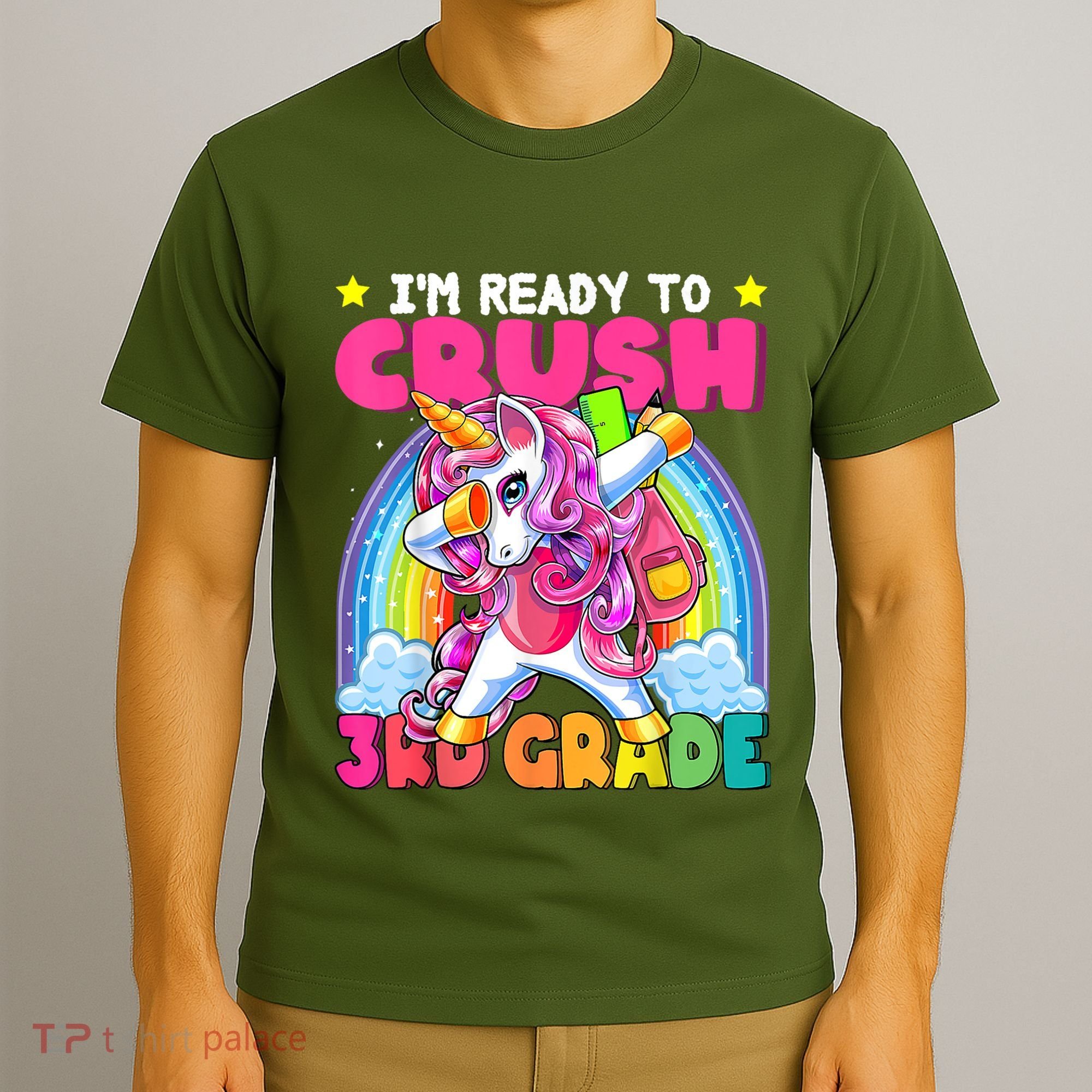 Crush 3rd Grade Dabbing Unicorn Back To School Girl Gift T-Shirt