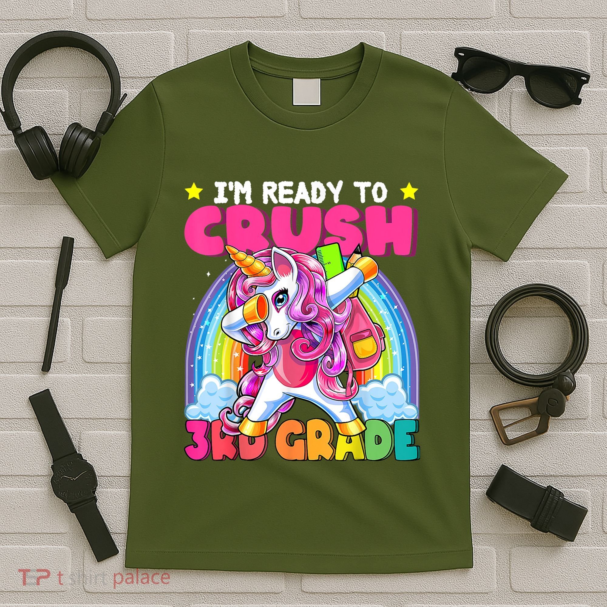 Crush 3rd Grade Dabbing Unicorn Back To School Girl Gift T-Shirt