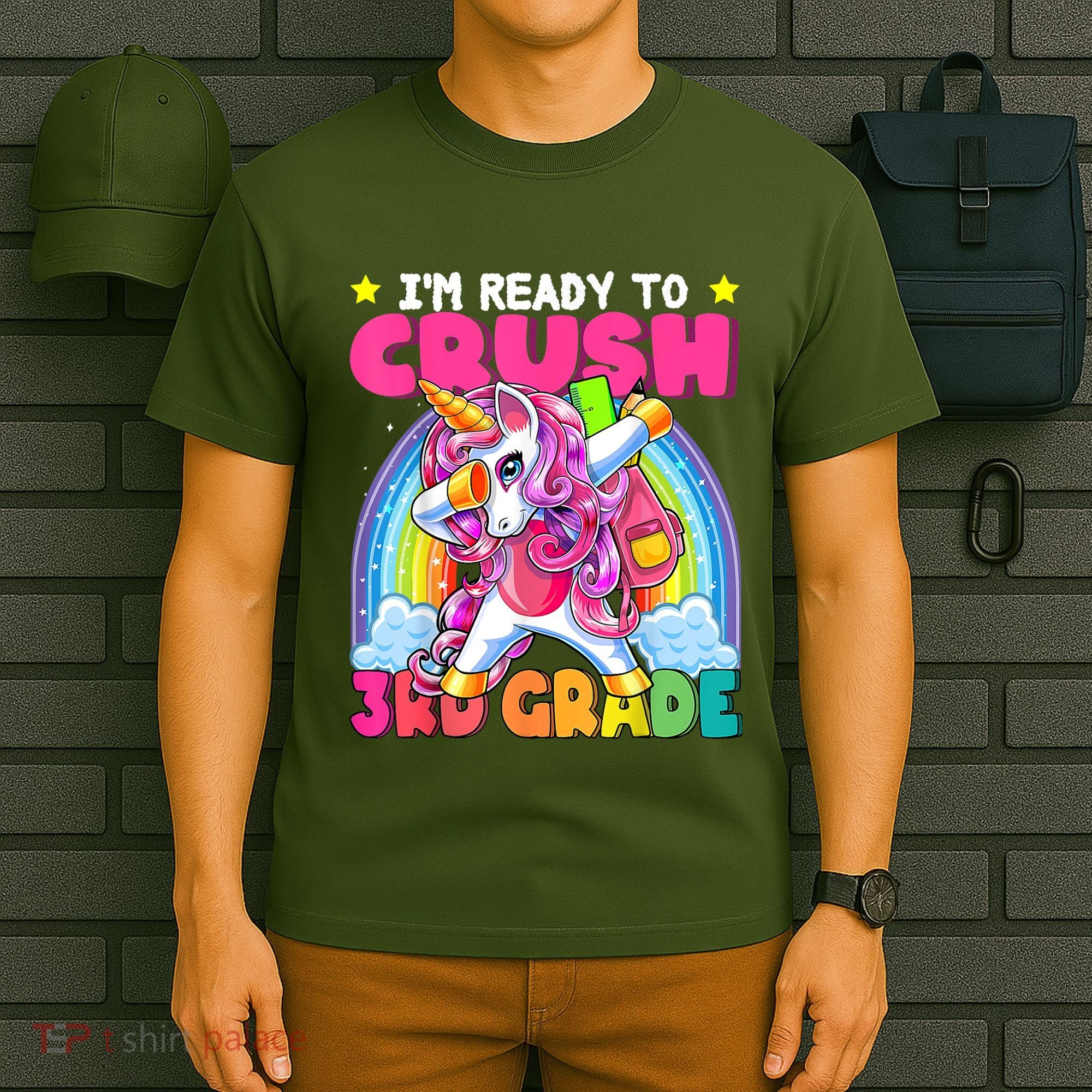 Crush 3rd Grade Dabbing Unicorn Back To School Girl Gift T-Shirt