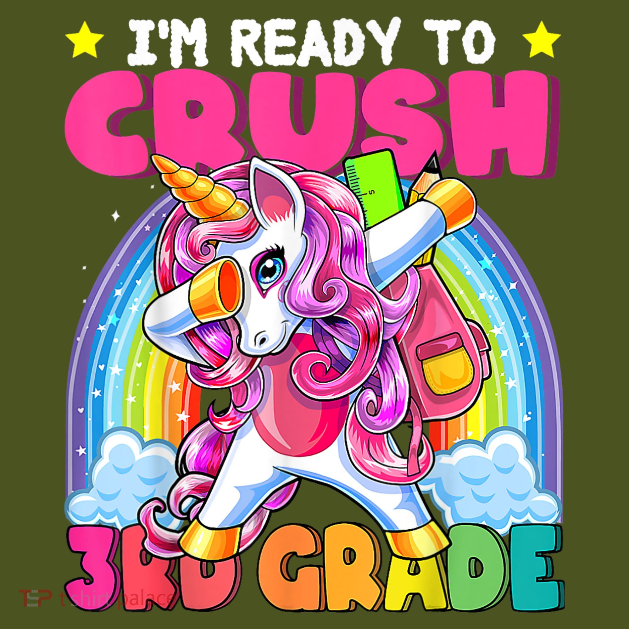 Crush 3rd Grade Dabbing Unicorn Back To School Girl Gift Mousepad
