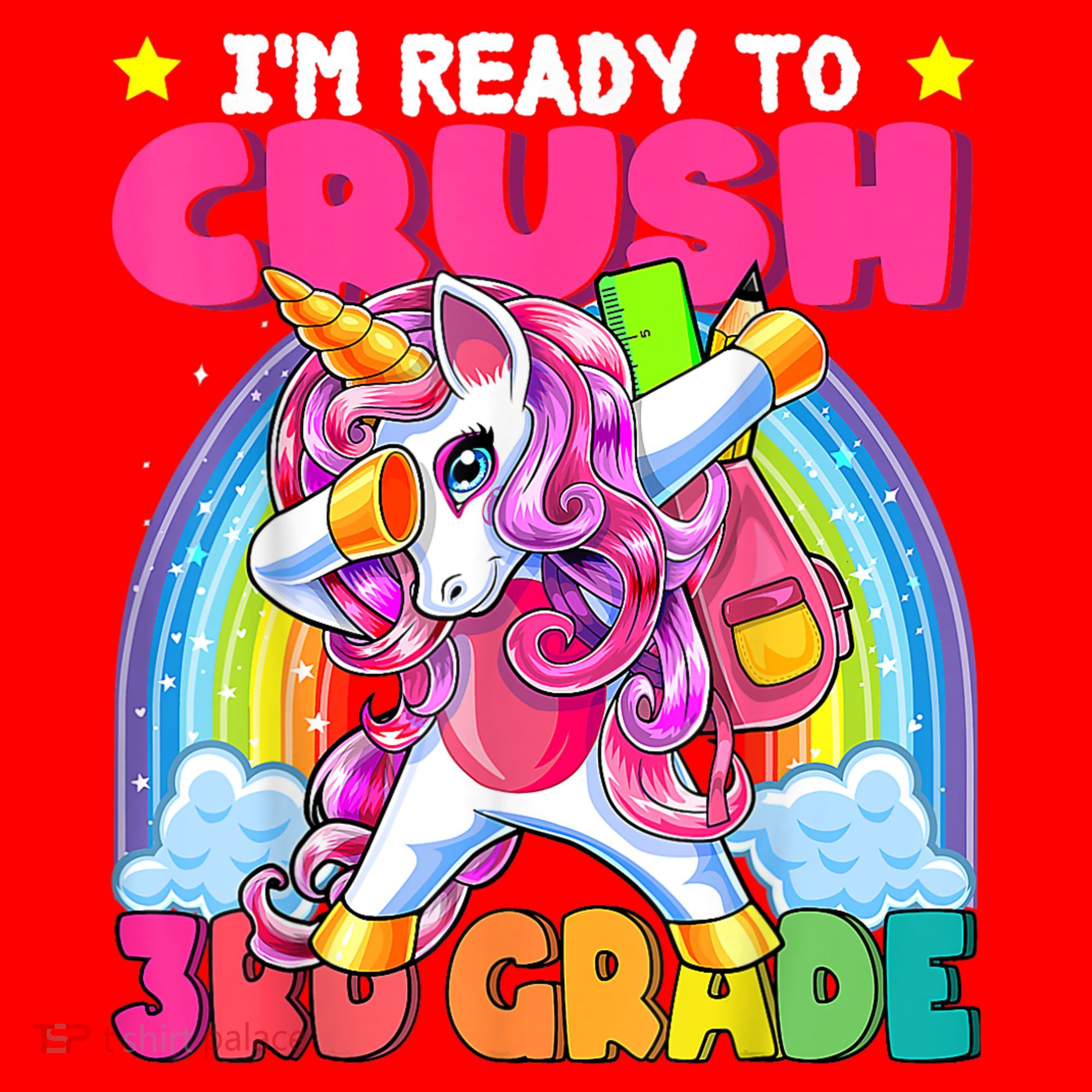 Crush 3rd Grade Dabbing Unicorn Back To School Girl Gift Santa Hat