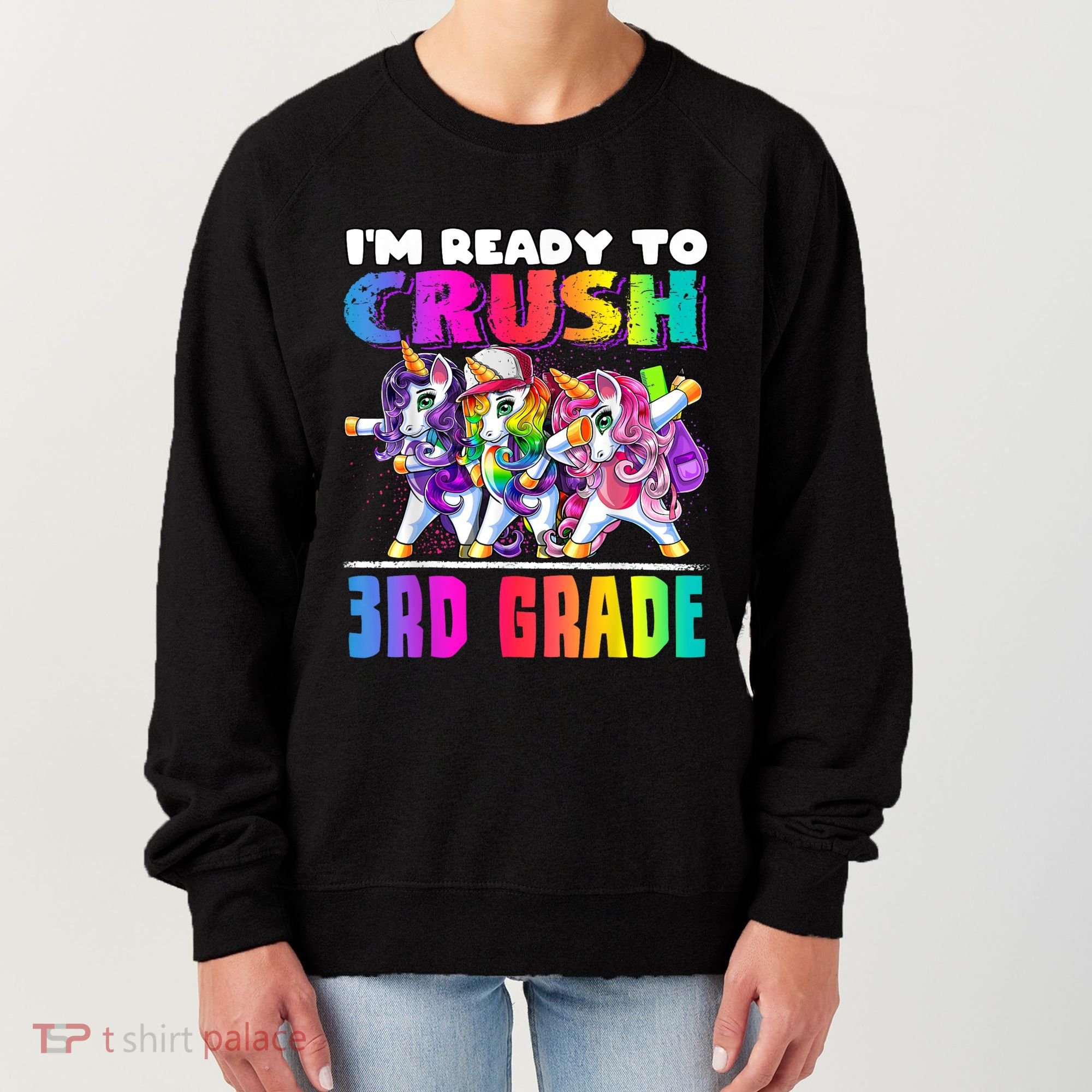Crush 3rd Grade Dabbing Unicorn Back To School Backpack Girl Women's Sweatshirt