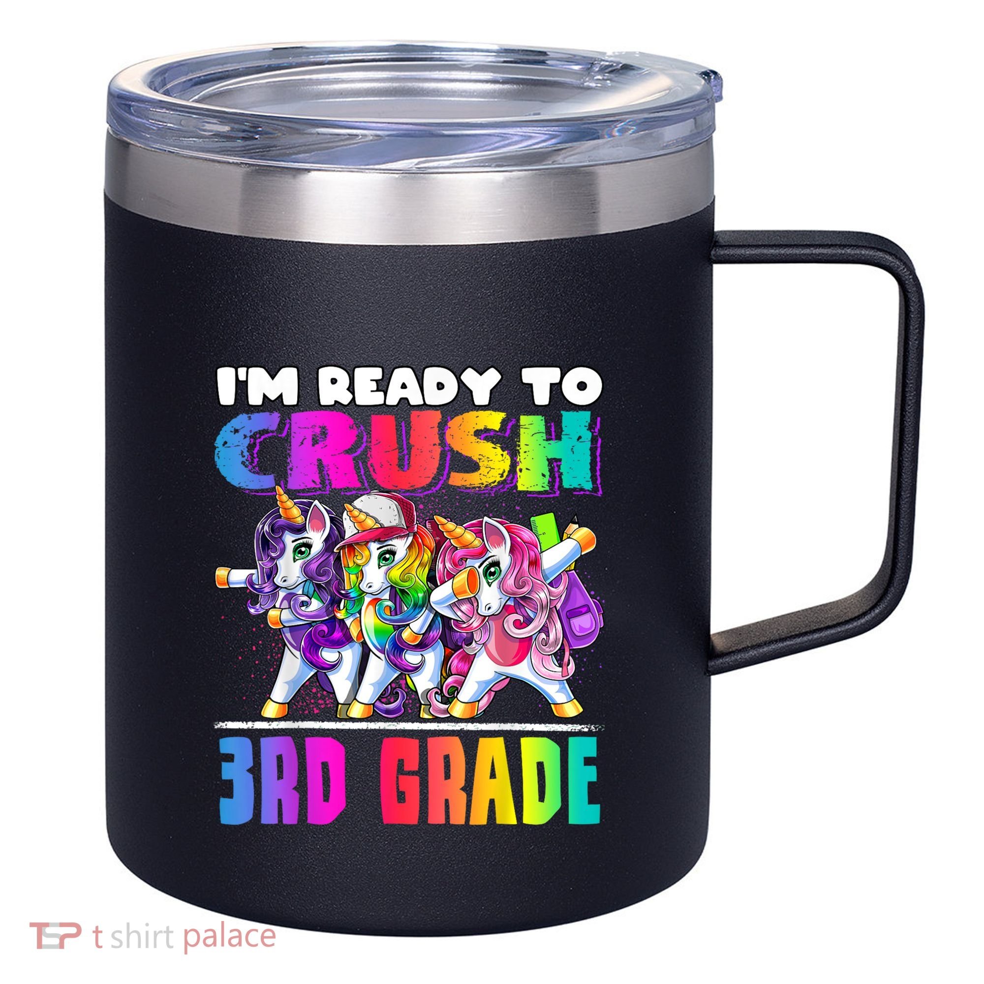 Crush 3rd Grade Dabbing Unicorn Back To School Backpack Girl 12oz Stainless Steel Coffee Mug
