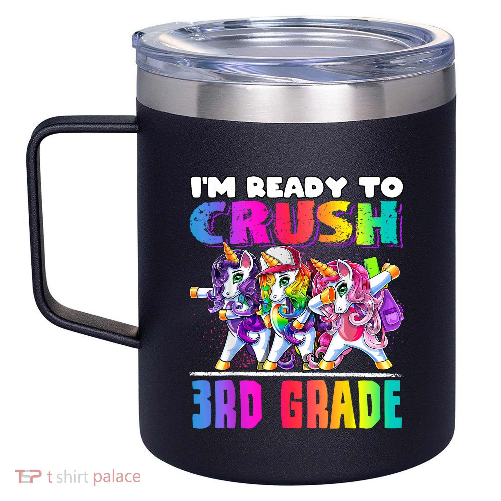 Crush 3rd Grade Dabbing Unicorn Back To School Backpack Girl 12oz Stainless Steel Coffee Mug