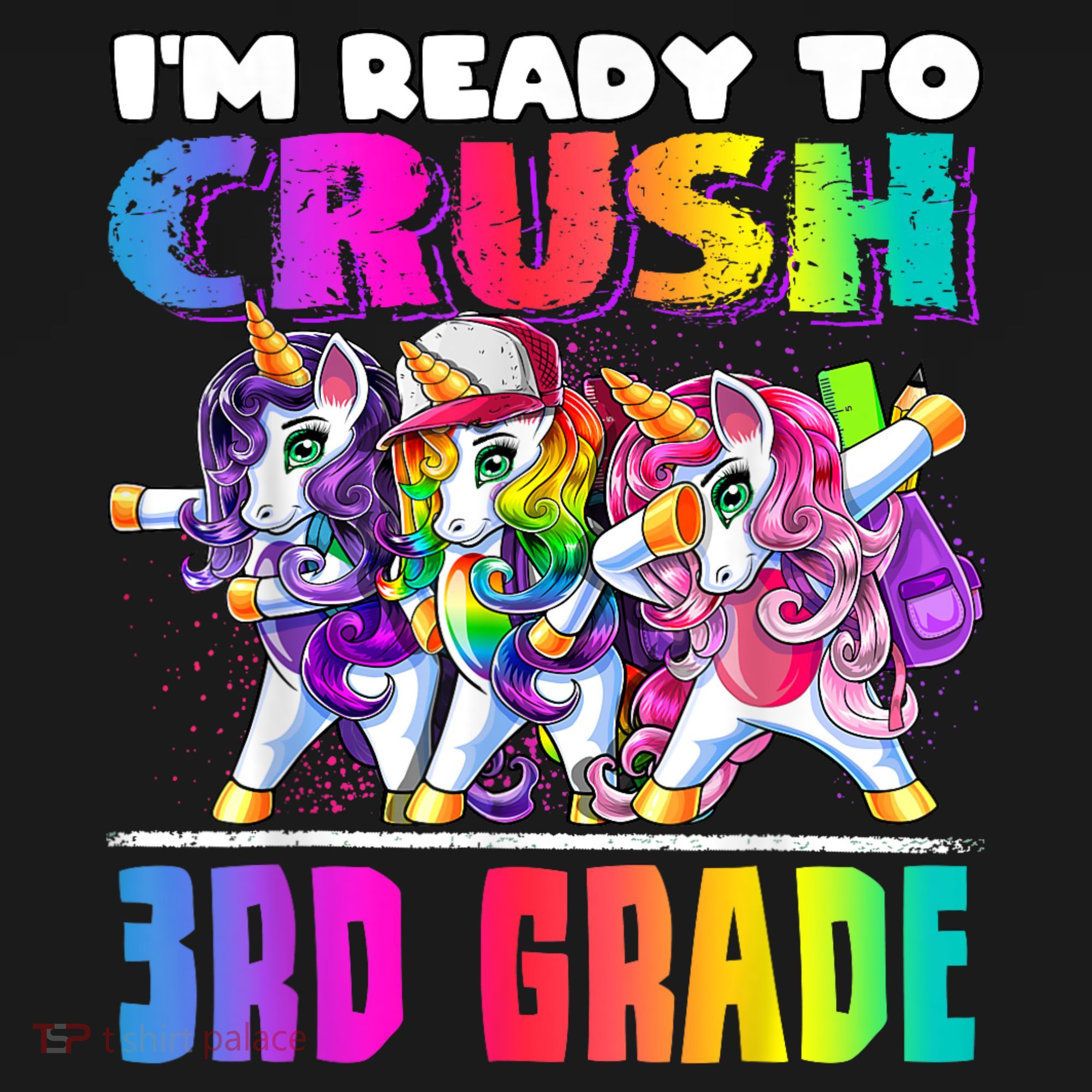 Crush 3rd Grade Dabbing Unicorn Back To School Backpack Girl Women's Tank Top